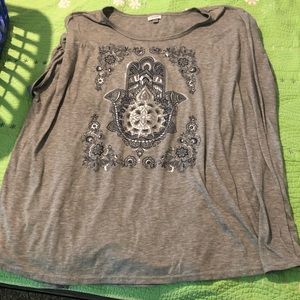 Avenue Hamsa Blue and Silver Foil Graphic Tee